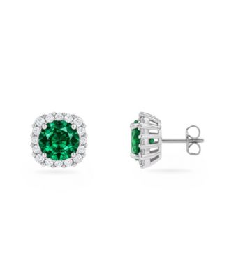 Sterling Silver Cubic Zirconia Cushion Shape Stud Earrings
