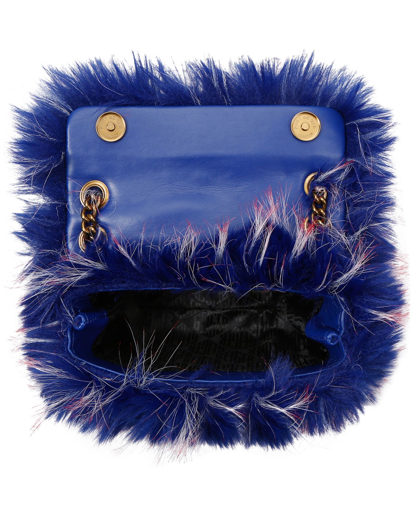 Женская сумка Kurt Geiger London Mini Kensington Faux Fur Shoulder, цвет: Синий — фото 4