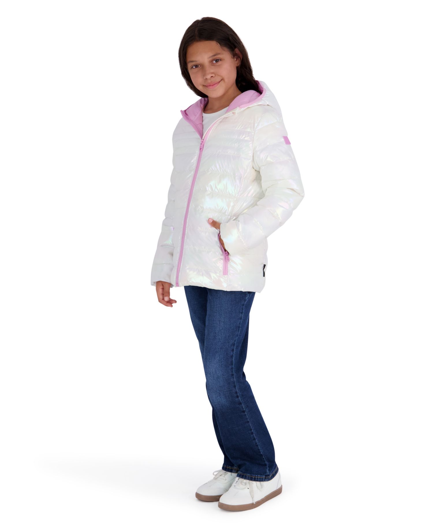 Girls' 5-16 Lightweight Hooded Packable Jacket