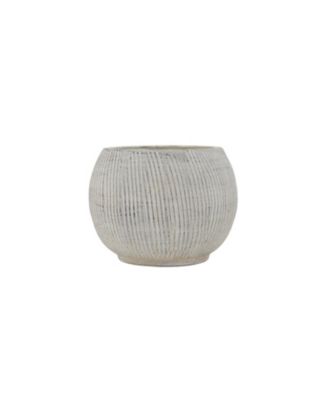 Distressed Cream Terracotta Planter with Fluted Texture