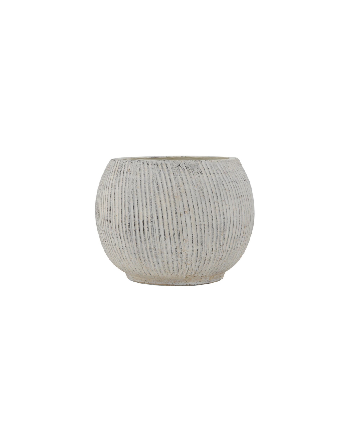 Storied Home Distressed Cream Terracotta Planter with Fluted Texture