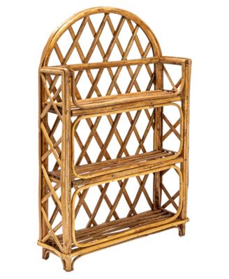 Rattan Wall Shelf with 3-Tier Book Shelves