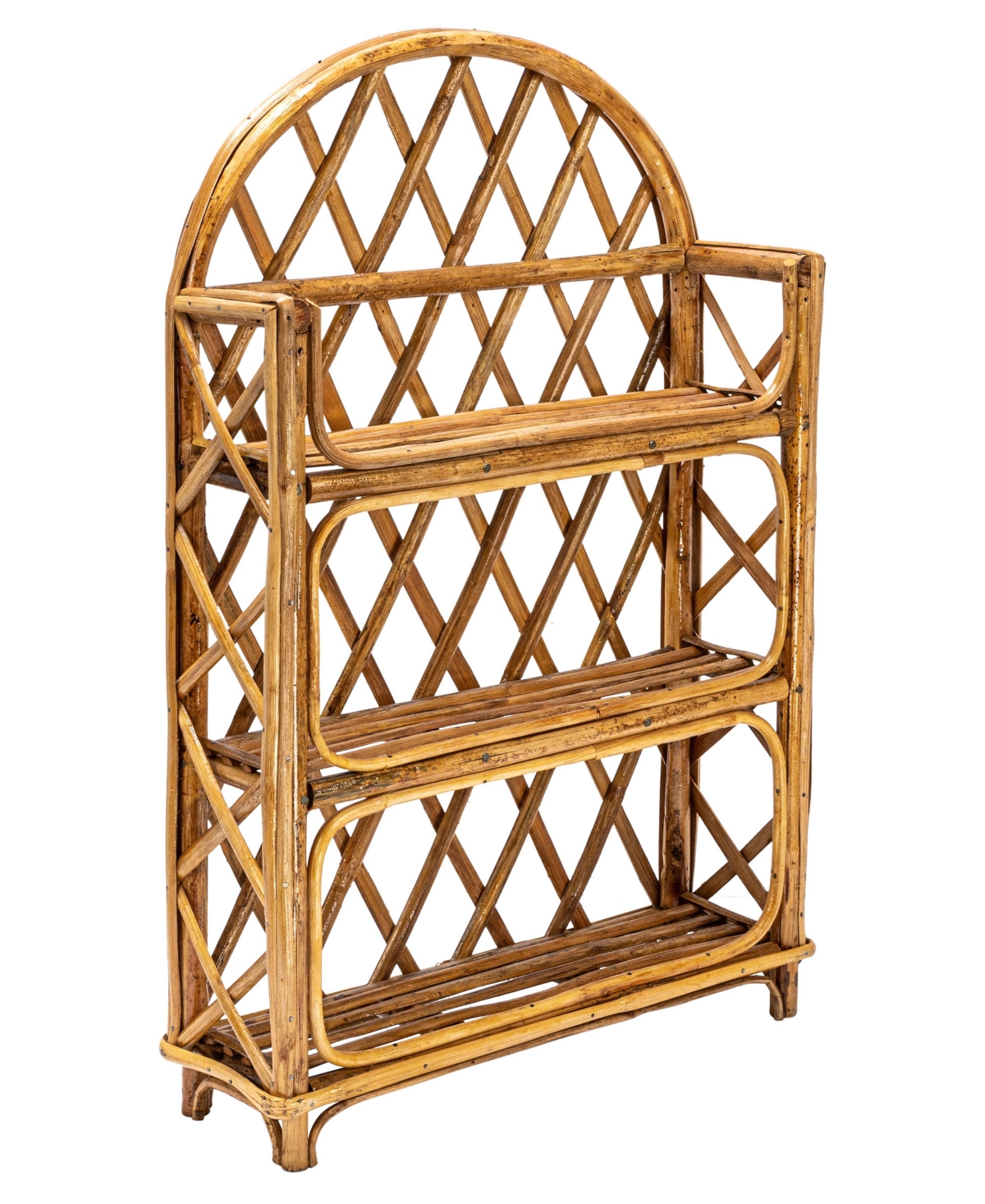 Storied Home Rattan Wall Shelf with 3-Tier Book Shelves