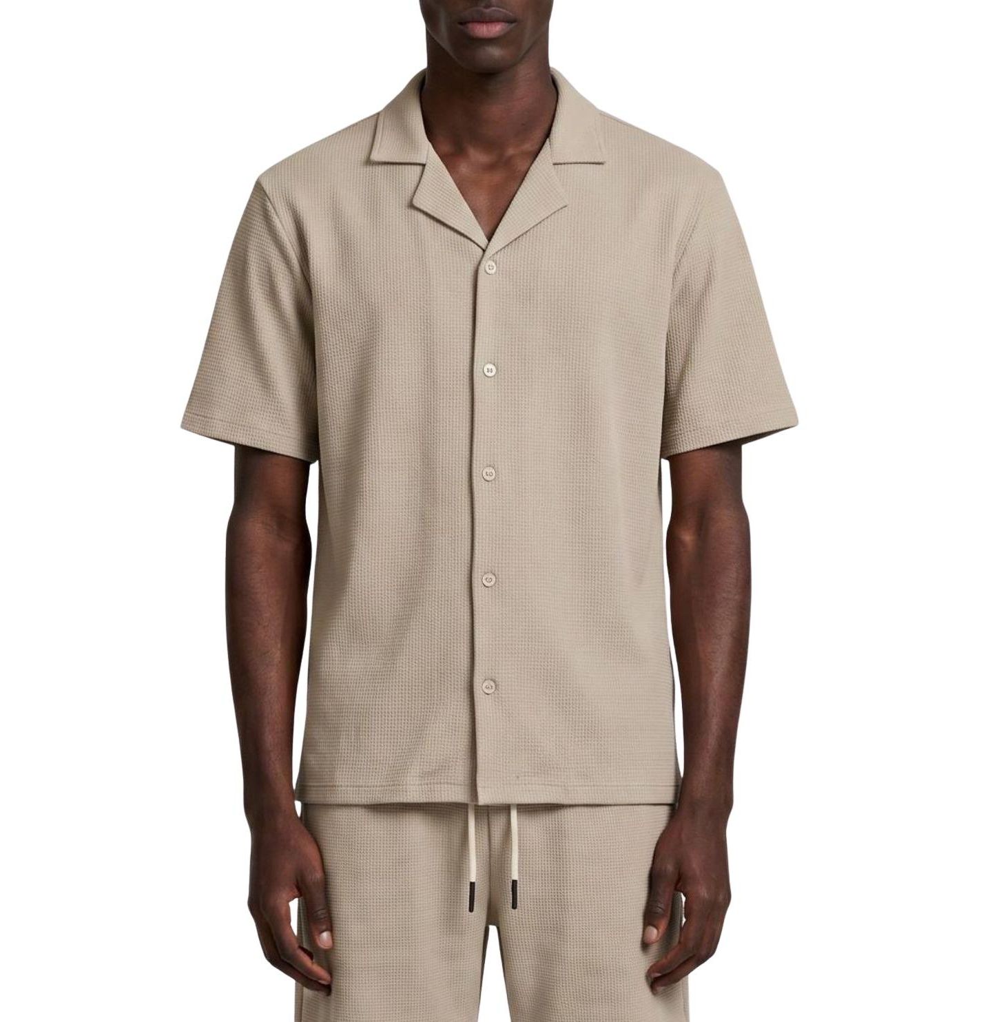 Мужская рубашка Walker & Hunt Short Sleeve Seersucker, цвет: Серо-бежевый — фото 1