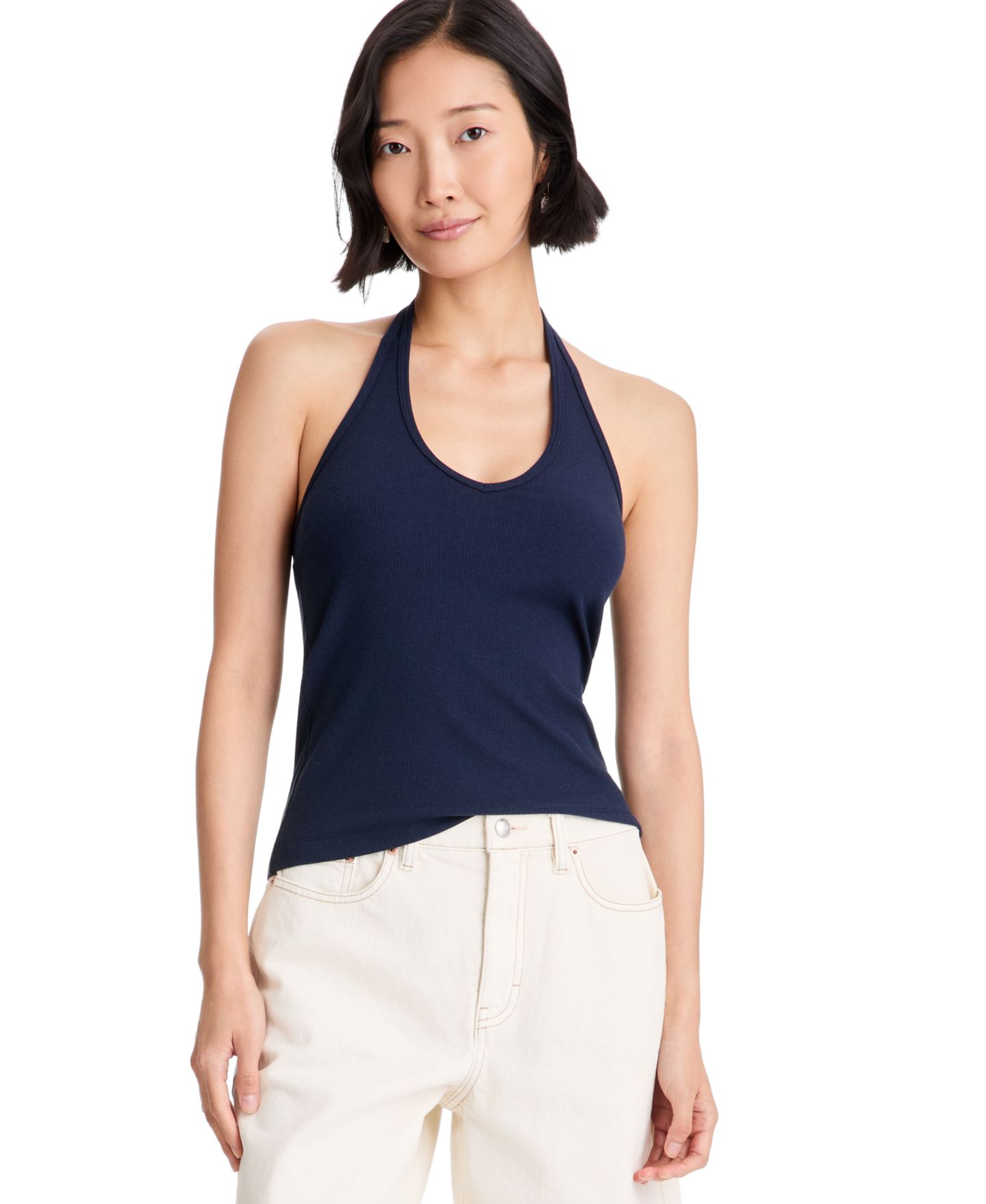 Женский топ On 34th V-Neck Halter, цвет: Тёмно-синий — фото 1