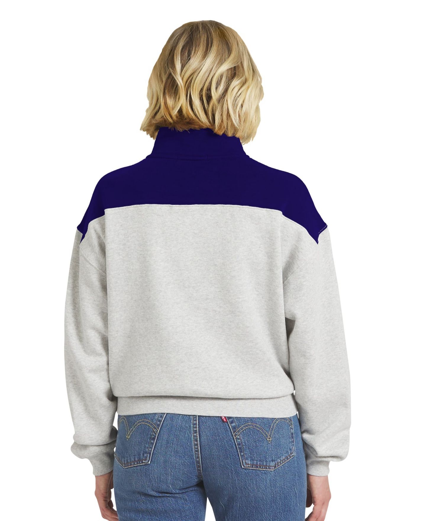 Женский свитер WEAR by Erin Andrews Heather Gray Baltimore Ravens Colorblock Half-Zip Pullover — фото 2