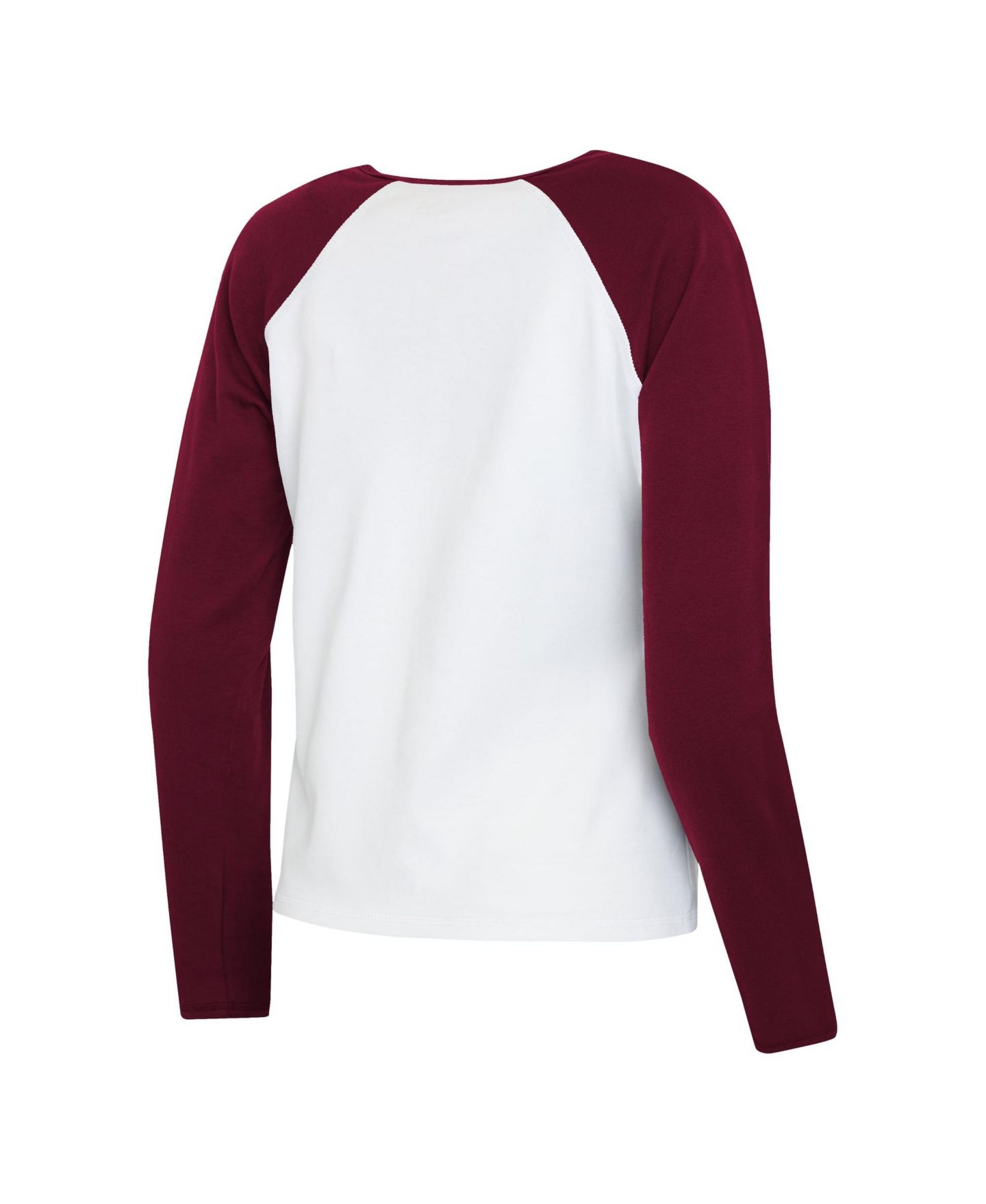 Женская футболка WEAR by Erin Andrews White/Burgundy Washington Commanders Henley Long Sleeve Raglan — фото 3