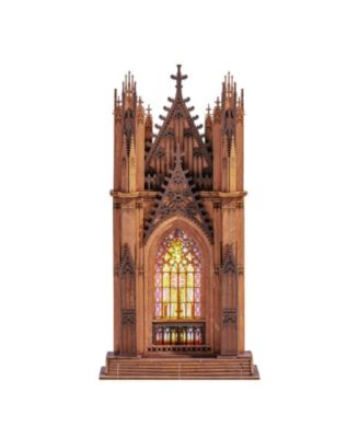 Gothic Twin Tower Cathedral 111-Piece 3D Wooden Puzzle with LED Lights, Ages 14+