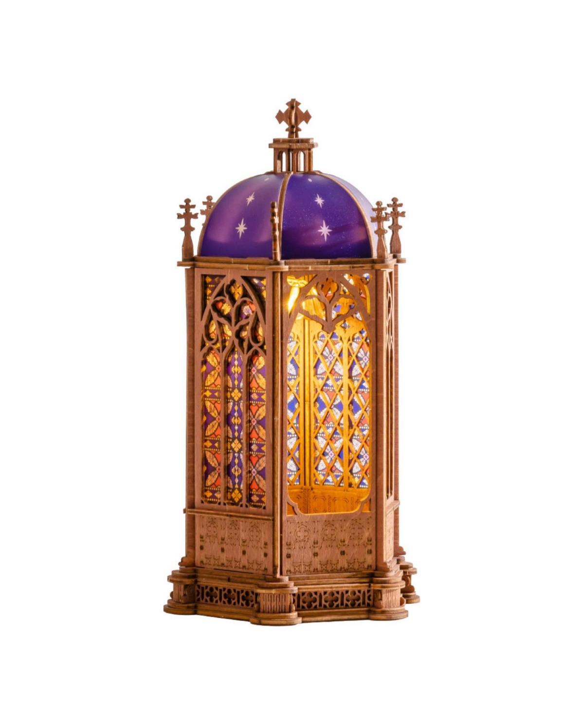 Robotime Starry Sky Dome Cathedral 3D Wooden Puzzle with Led Lights, Ages 14+