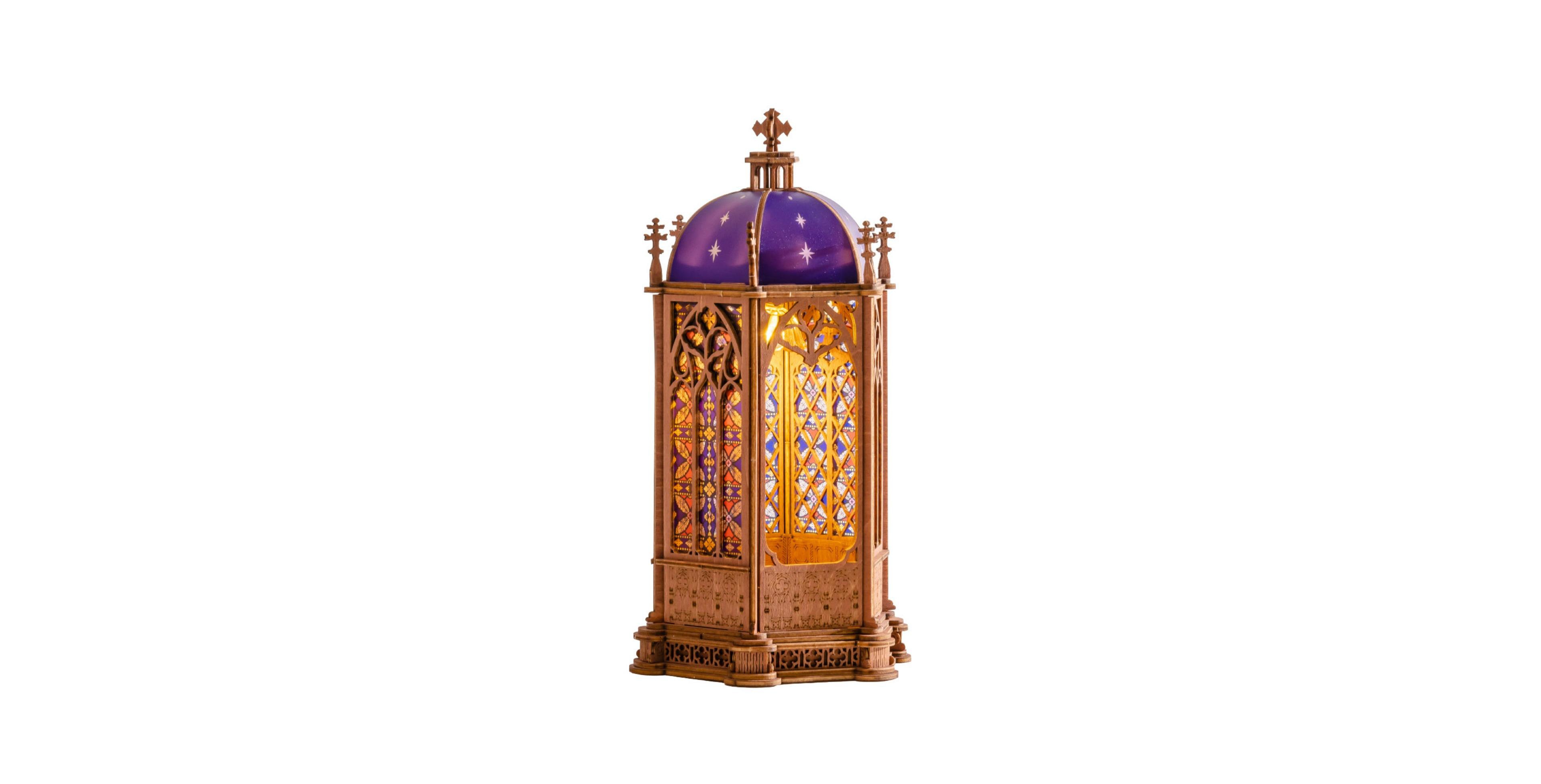 Robotime Starry Sky Dome Cathedral 3D Wooden Puzzle with Led Lights, Ages 14+