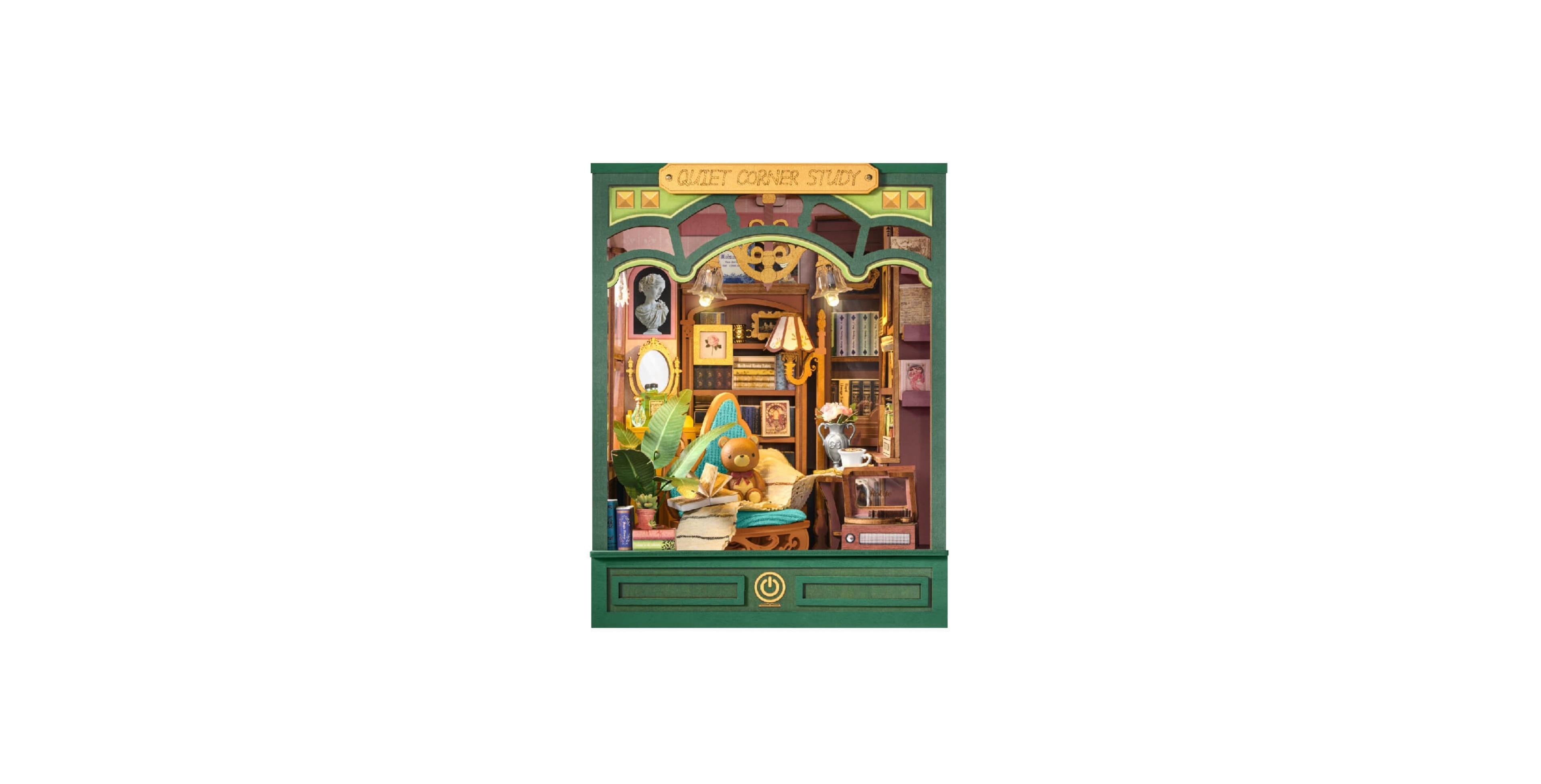 Robotime Vintage Library Quiet Corner Study Miniature House Kit, Ages 14 & Up