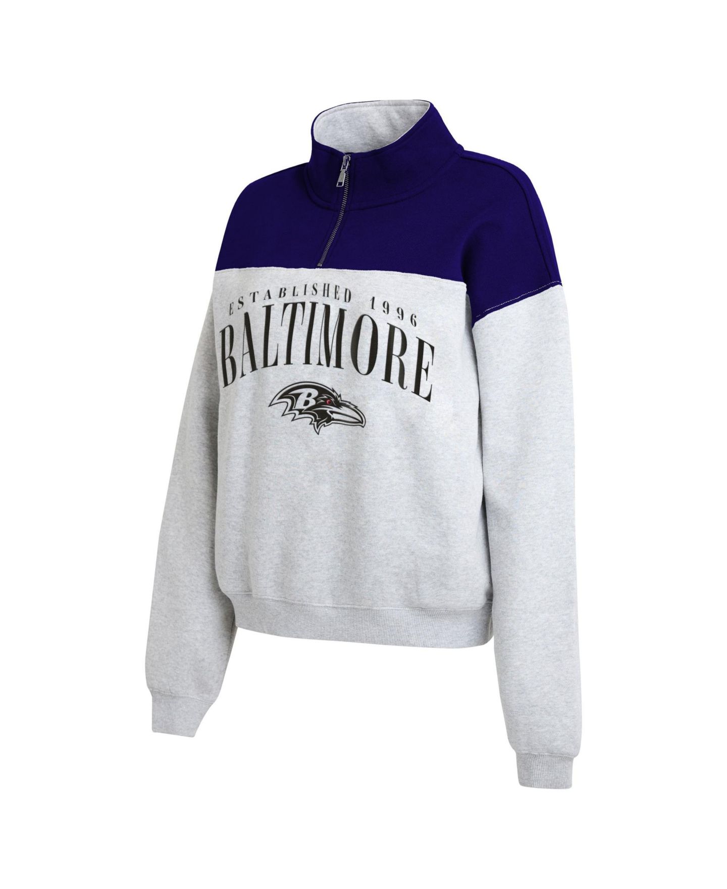 Женский свитер WEAR by Erin Andrews Heather Gray Baltimore Ravens Colorblock Half-Zip Pullover — фото 4