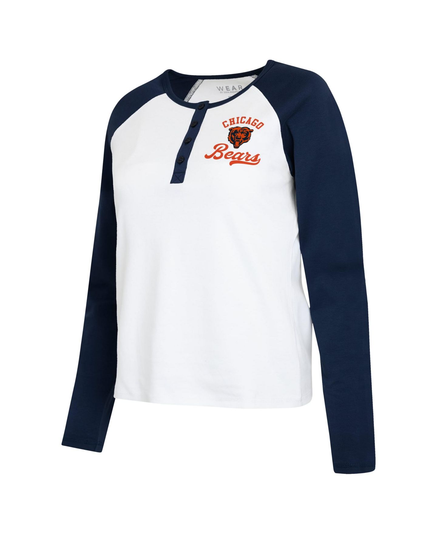 Женская футболка WEAR by Erin Andrews White/Navy Chicago Bears Henley Long Sleeve Raglan — фото 4