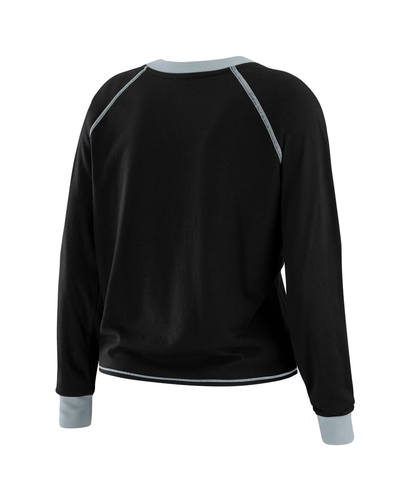 Женская футболка WEAR by Erin Andrews Black Las Vegas Raiders Tie-Front Long Sleeve — фото 3