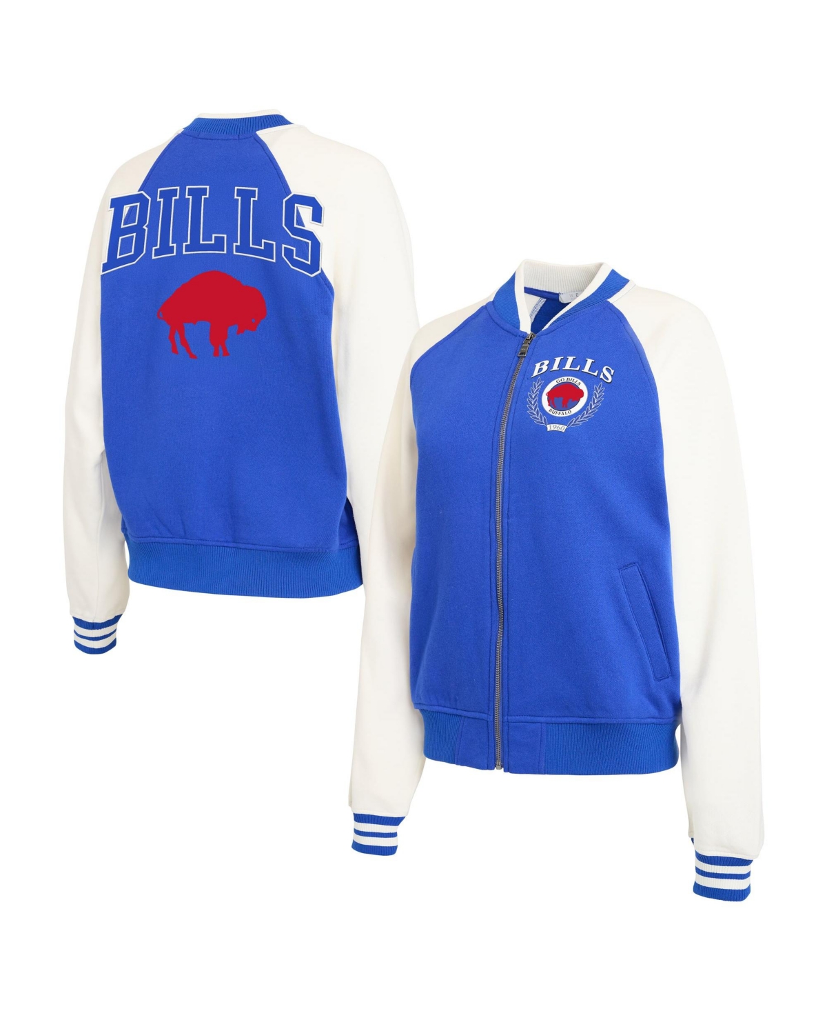 Wear by Erin Andrews Women's Buffalo Bills Throwback Varsity Fleece Full-Zip Jacket