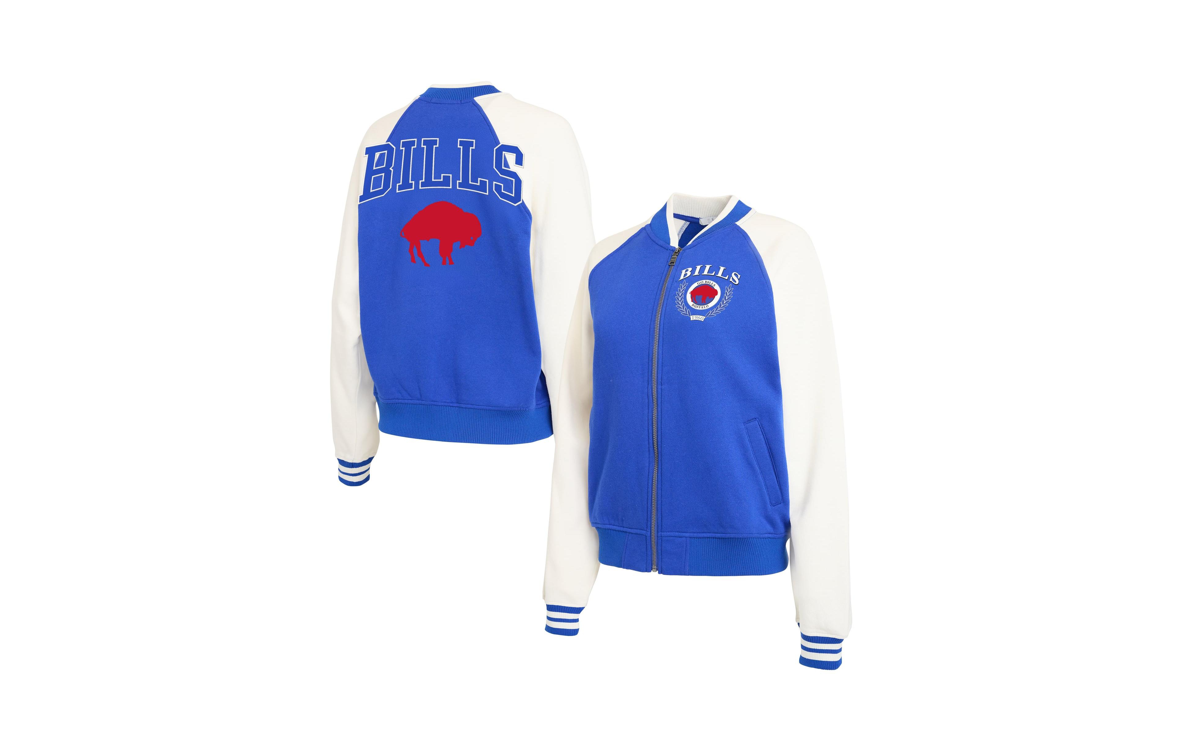 Wear by Erin Andrews Women's Buffalo Bills Throwback Varsity Fleece Full-Zip Jacket