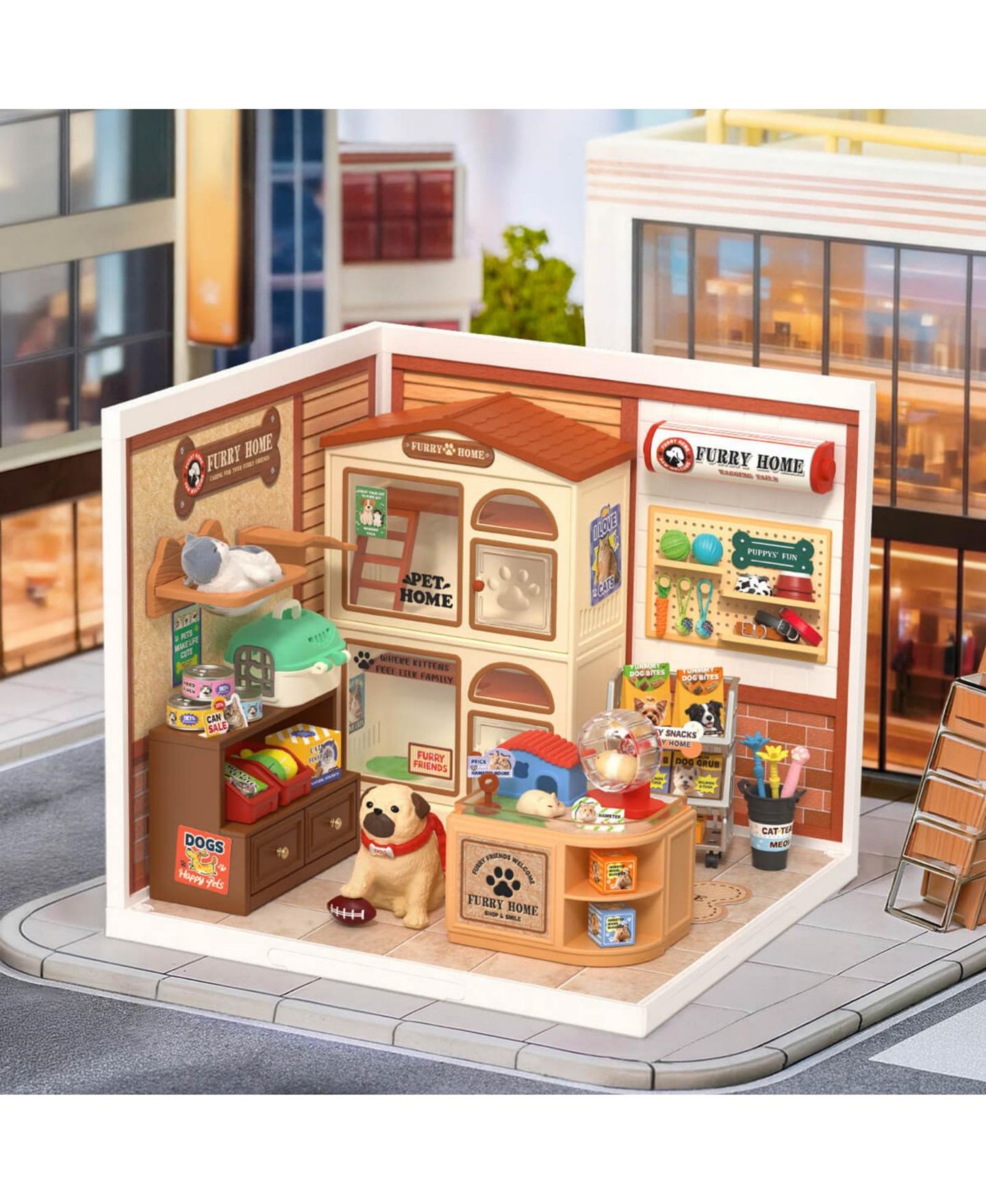 Детский конструктор Robotime Furry Friends' Home Pet Shop 87-Piece Building Set, Ages 14+ — фото 2