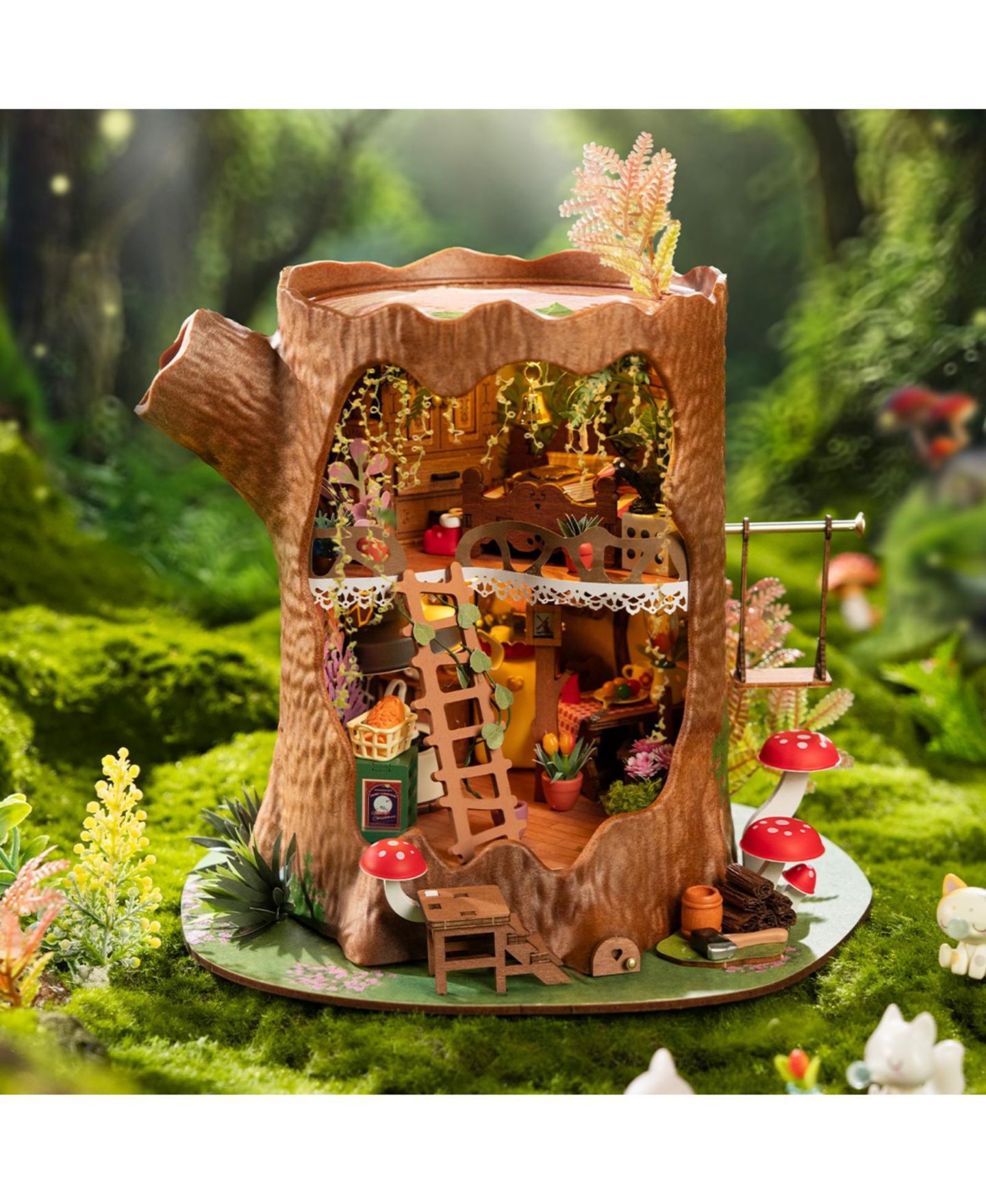 Детские куклы Robotime Fairytale Tree House 3D Wooden Puzzle DIY Craft Kit, Ages 14+ — фото 2