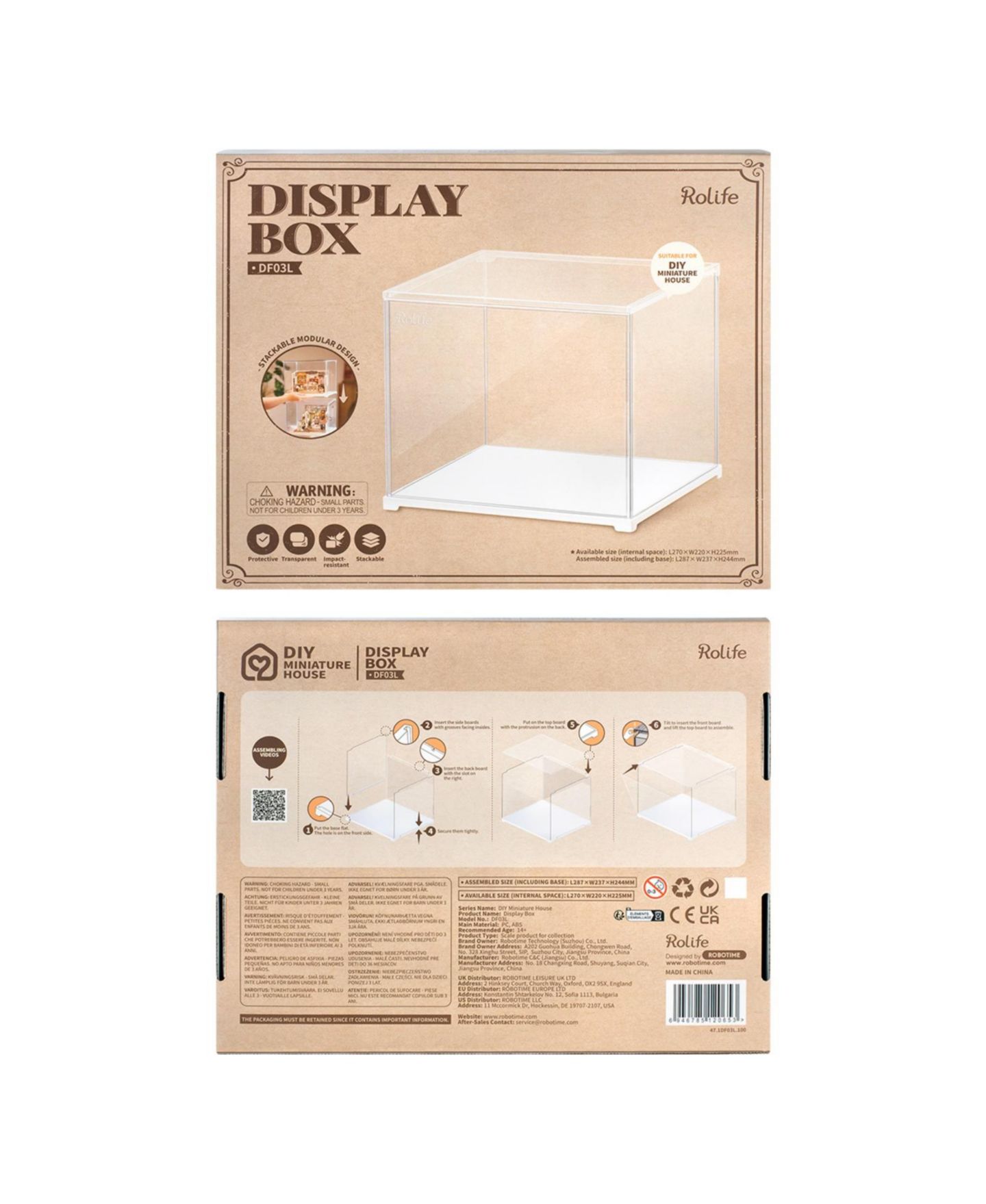 Детские куклы Robotime Clear Dust-Proof Display Case, 11.3" x 9.3" x 9.61", 6-Piece, Ages 14+ — фото 5