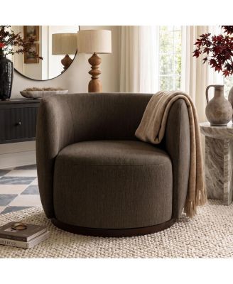 Swivel Accent Chair, 360-Degree Swivel Base, Barrel Chair With Arms