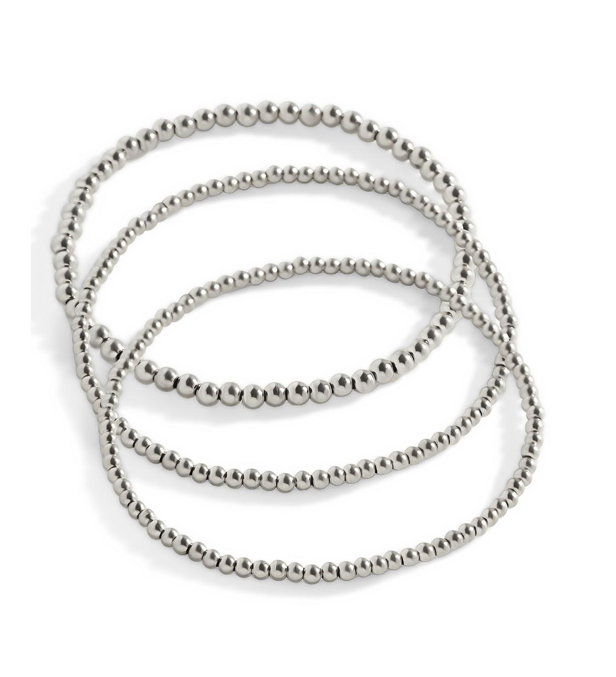 Mint & Lily Gold-Tone Beaded Stretch Bracelet, 3-Piece Set - Silver tone