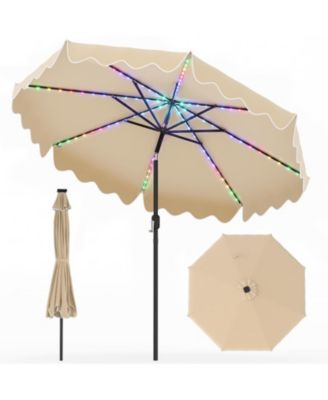 10 Feet Solar Patio Umbrella with Color-Changing LED Lights