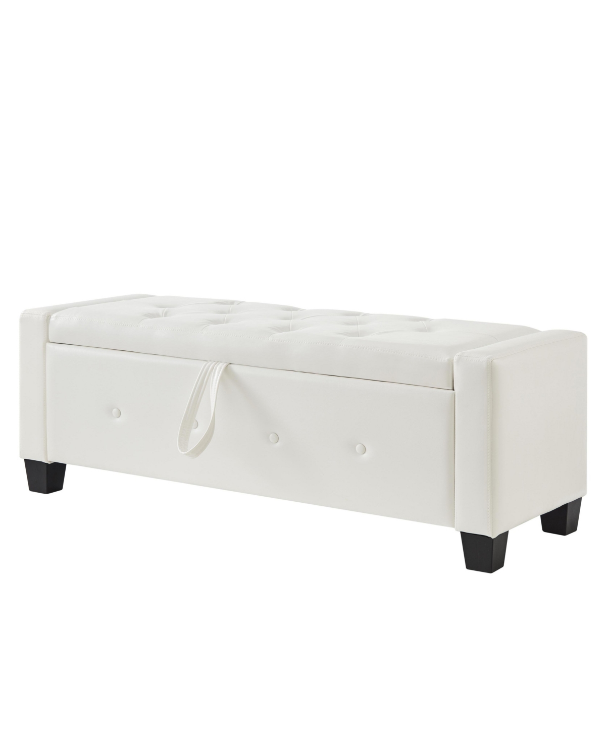 sumyeg 48 Inch Pu Leather Storage Ottoman Bench, 300LBS Solid Wood Frame Multifunctional Entryway Shoe Bench - Ivory white