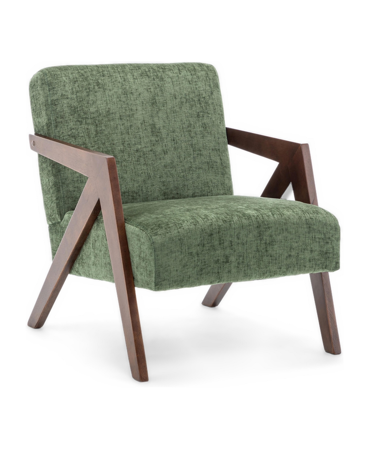 sumyeg Mid Century Modern Accent Chair with Wood Frame and Soft Linen Fabric - Green