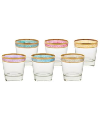 Melania Collection Multicolor Double Old Fashion Glasses, Set of 6 
