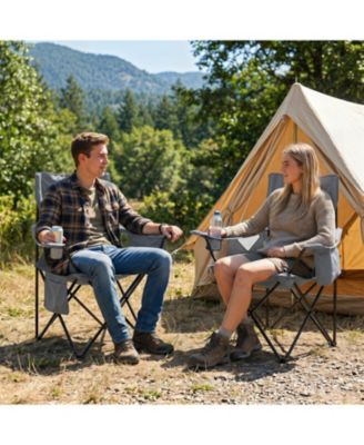 Folding Mesh Camping Chair with Cup Holder and 330 lb Capacity Outdoor Camping