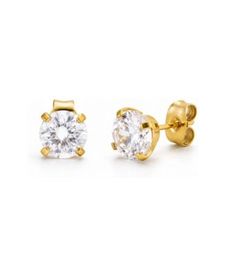 Cubic Zirconia Gold-Tone Solitaire Stud Earrings