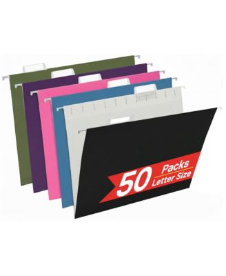 25 Pack Hanging File Folders Letter Size Reinforced Rods Adjustable Tabs Smooth Gliding