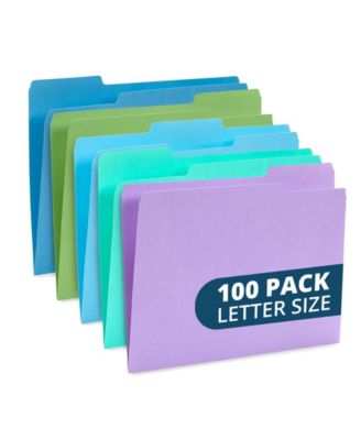 100 File Folders 1/3 Cut Tab Colored for Office Home Classroom