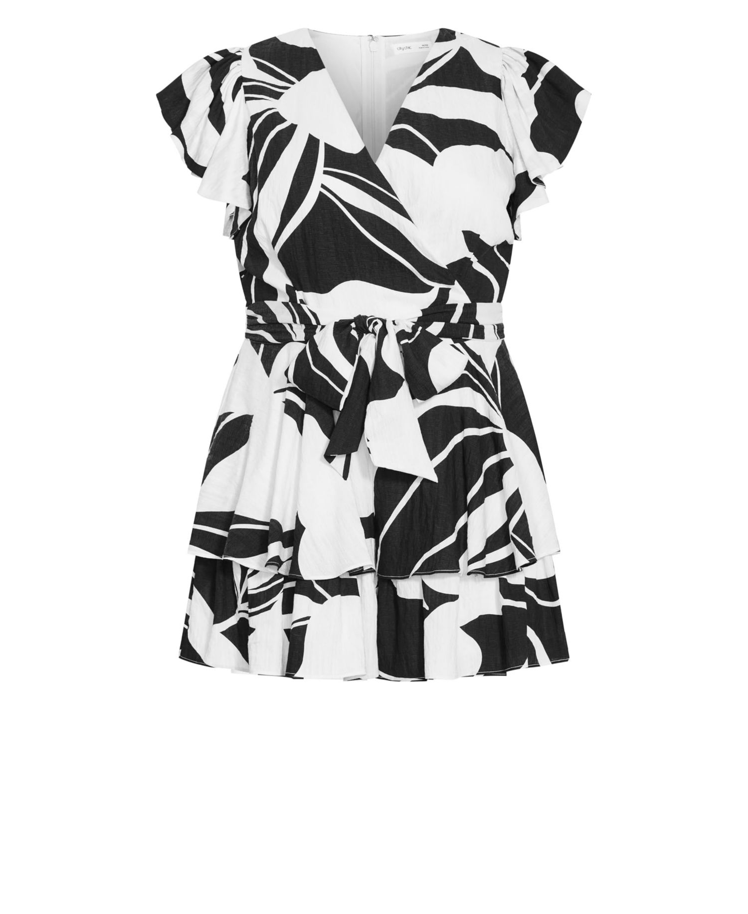 Women's Sunny Frill Mono Print Playsuit