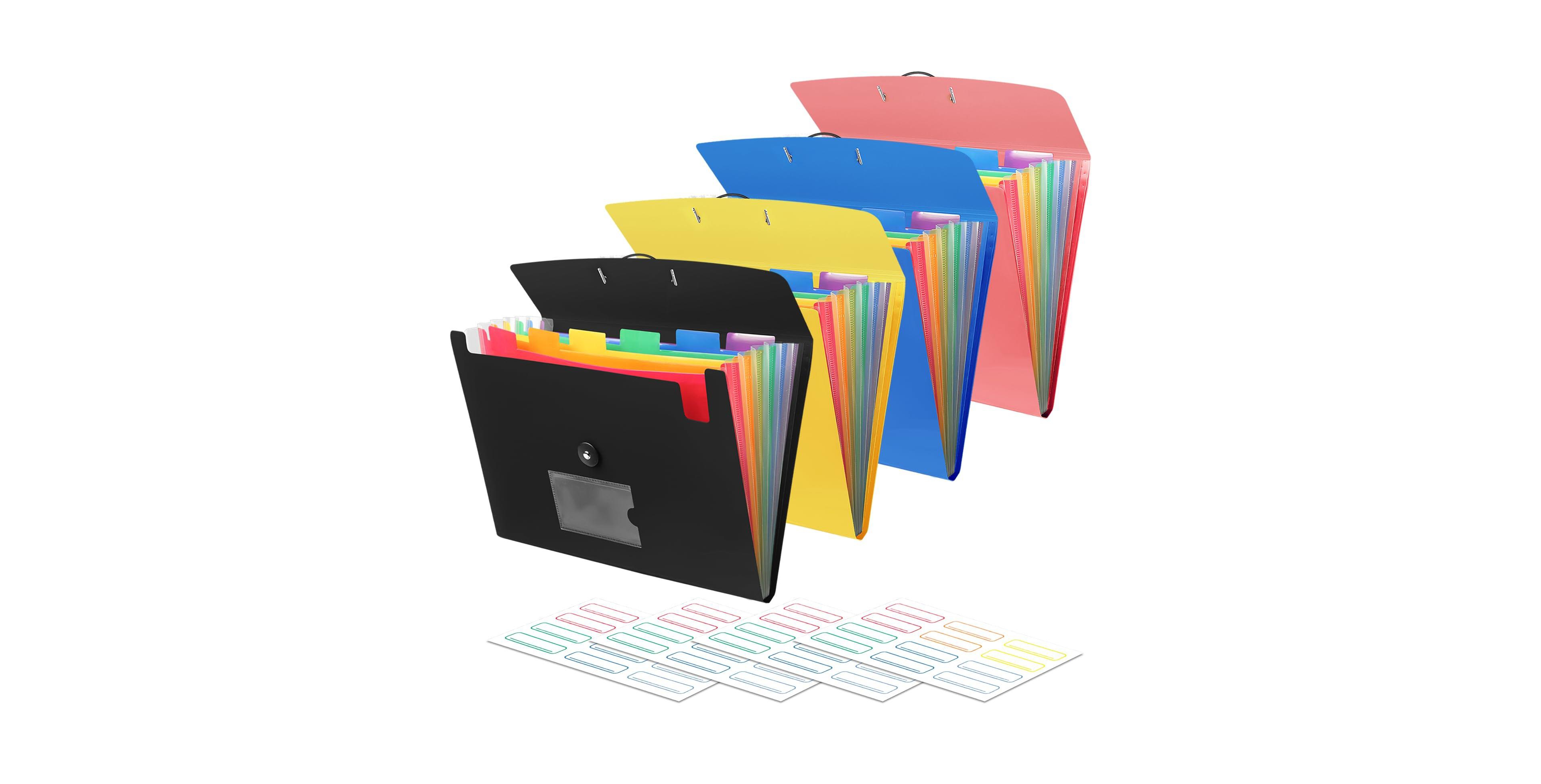 Four Candies 4 Pack 7 Pocket Accordion File Organizer With Labels Expanding Folder For Documents Letter Size A4 Papers