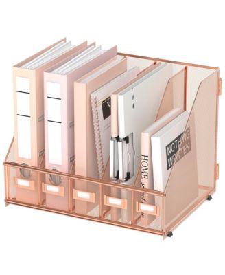 Metal Mesh Desk Organizer 5 Vertical Compartments File Holder for Office Classroom Home Workspace