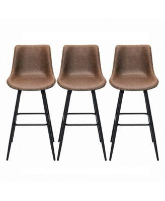 Bar Stools Set of 3, 30" Bar Height Barstools with Backs,Metal Legs