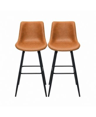 Bar Stools Set of 2, 30" Bar Height Barstools with Backs,Metal Legs