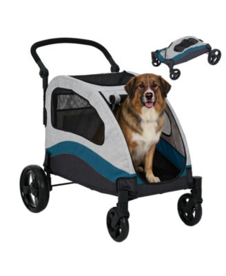 Dog Stroller for Large and Medium Dogs, 4-Wheel Pet Carrier w/ Brakes and Foldable Wagon, Holds 160 lbs