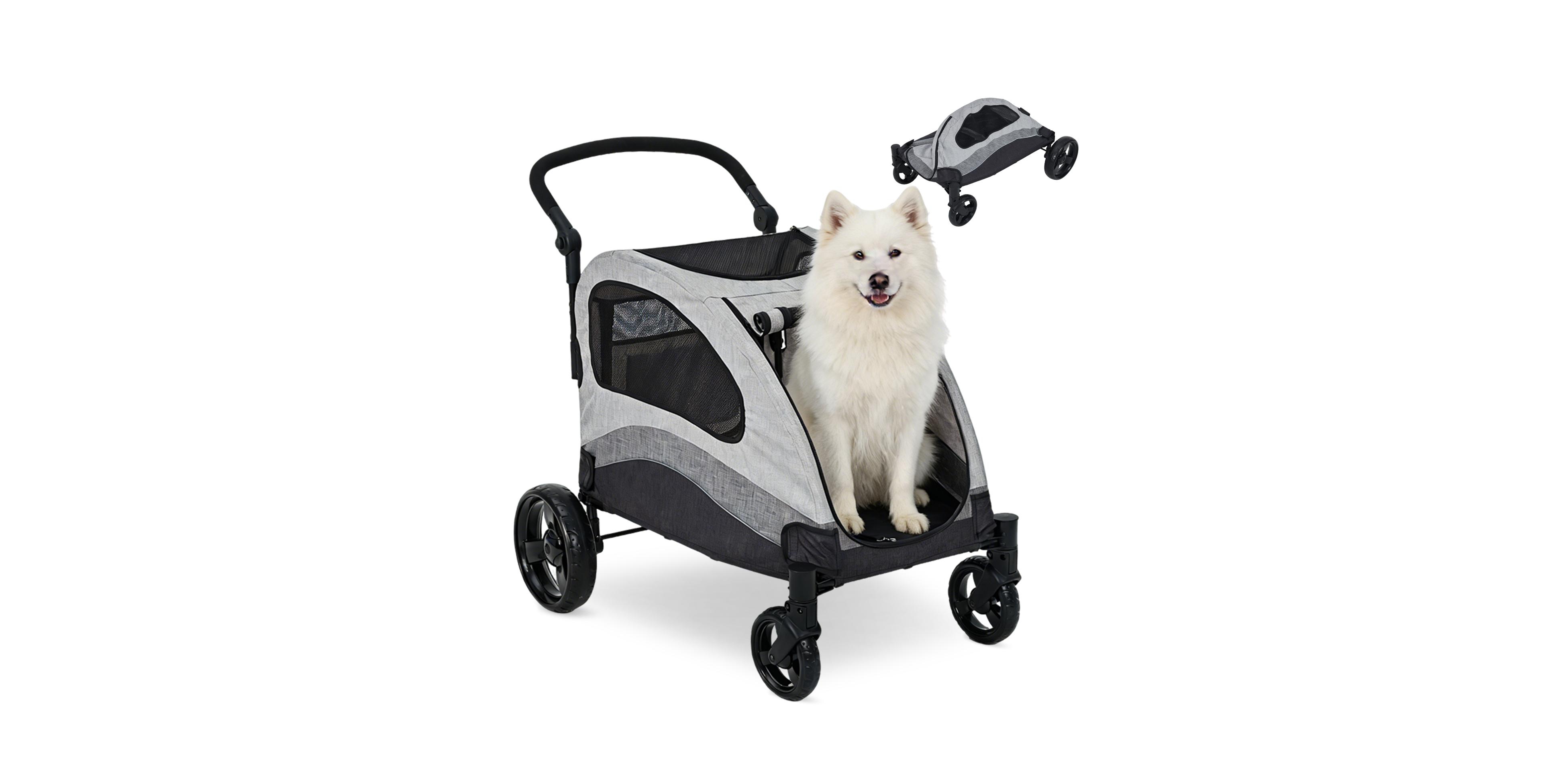 Lalfpet Dog Stroller for Large and Medium Dogs, 4-Wheel Pet Carrier w/ Brakes Foldable Wagon, Holds 160 lbs