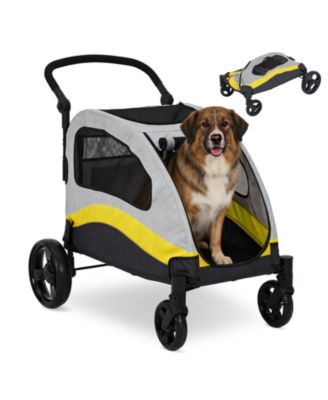 Dog Stroller for Large and Medium Dogs, 4-Wheel Pet Carrier w/ Brakes and Foldable Wagon, Holds 160 lbs
