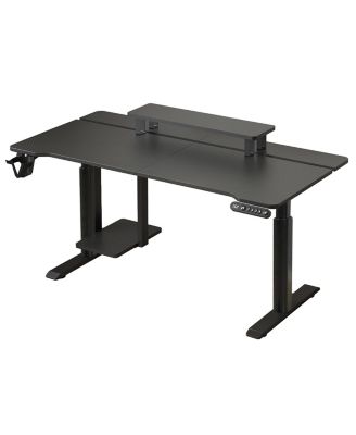 63"x(24"+6") Black Dual Motor Height Adjustable Electric Standing Desk Height Stand Up Computer Desk,Sit and Stand Home Office Desk