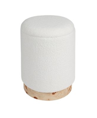 Round Boucle Upholstered Storage Stool with Removeable Lid