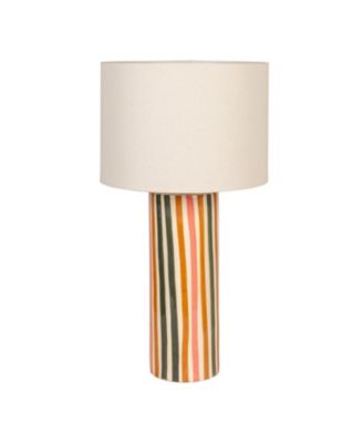 Multicolor Stripe Stoneware Table Lamp with Linen Shade