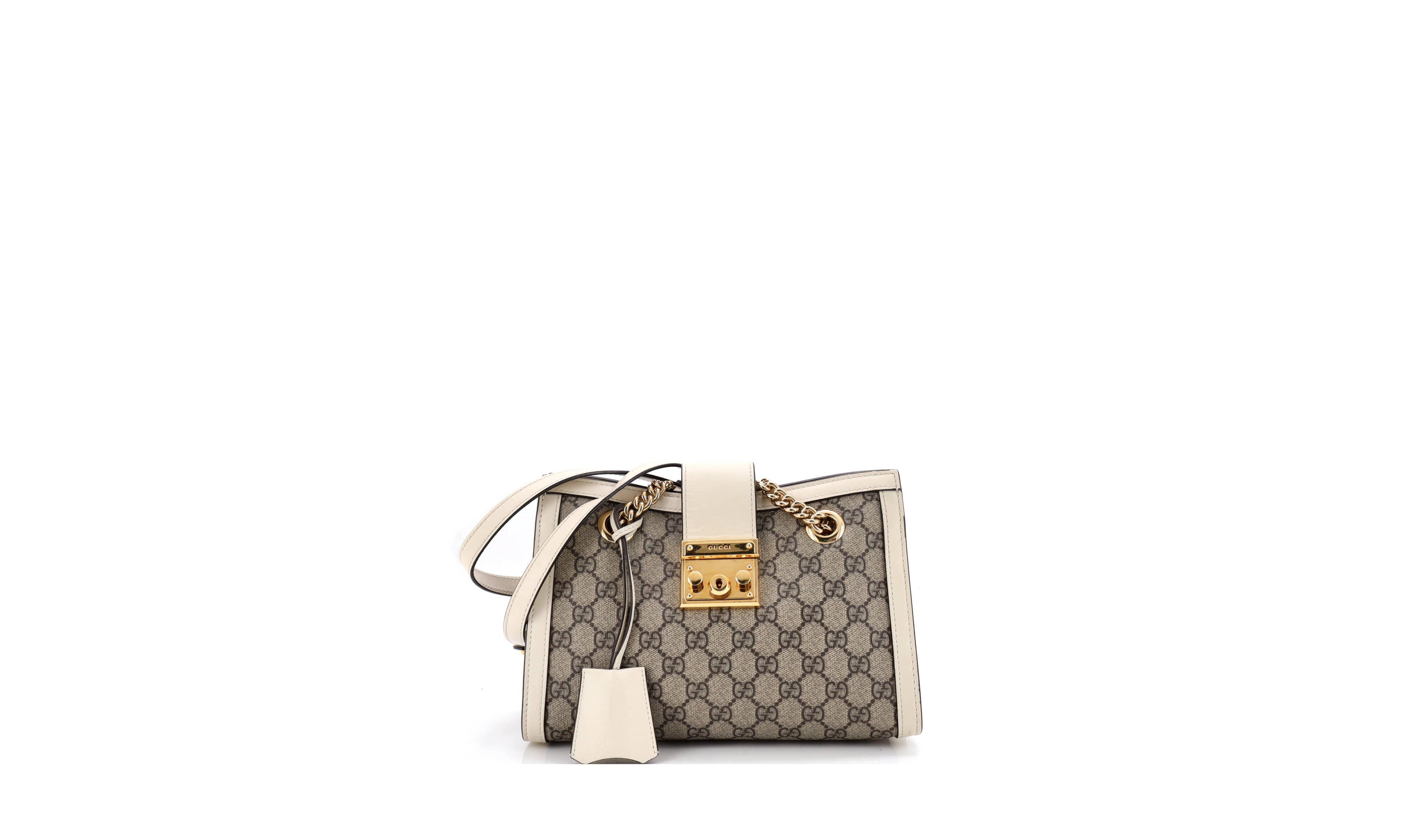 Pre-Owned Gucci Padlock Gg Coated Canvas Chain Tote