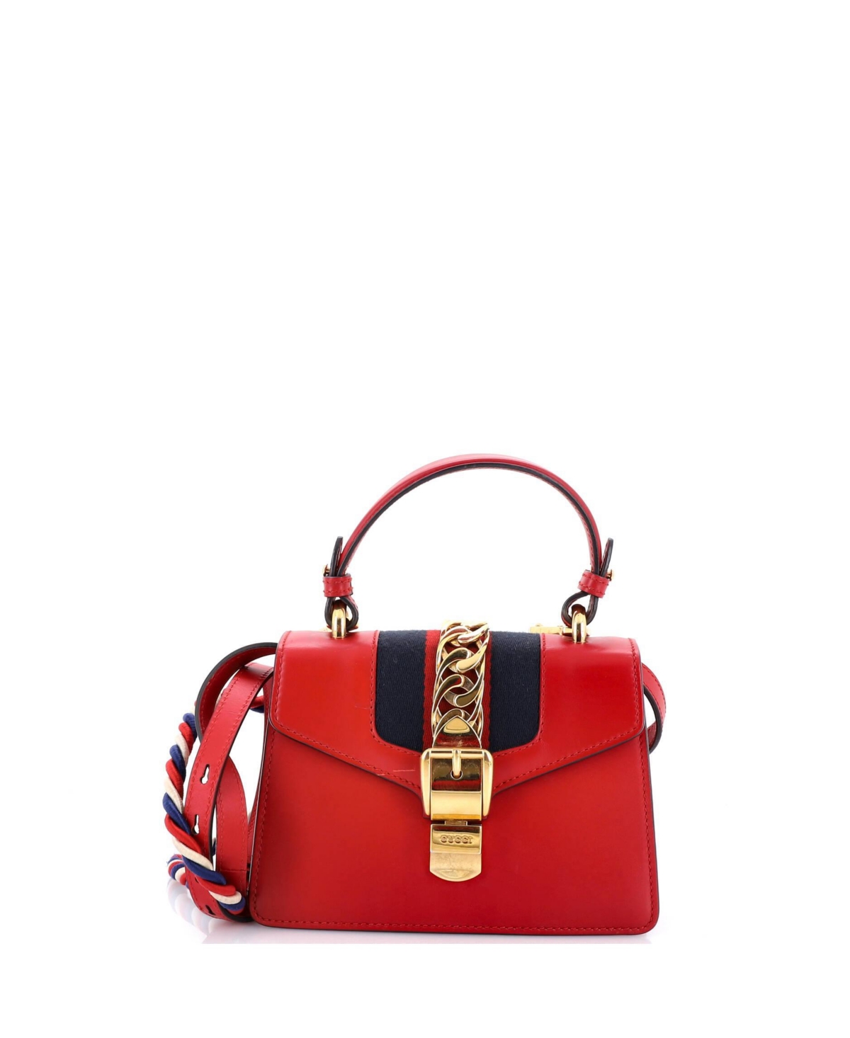 Pre-Owned Gucci Mini Sylvie Top Handle Bag Leather - Red