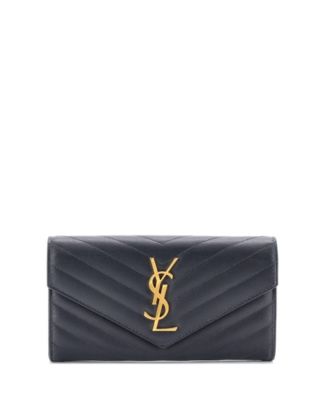 Large Classic Monogram Flap Matelasse Chevron Leather Wallet, 7.5"W x 4"H x 1"D