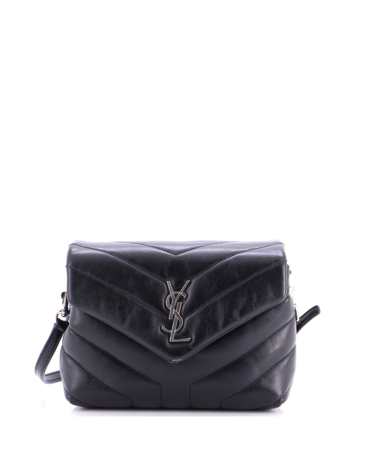Pre-Owned Saint Laurent Toy Loulou Shoulder Bag Matelasse Chevron Leather - Black