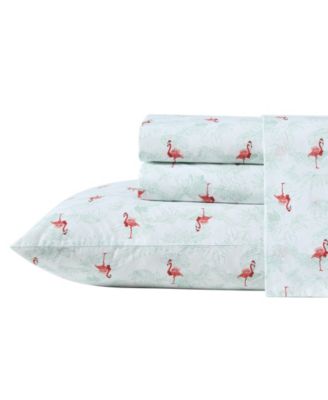 Flamingo Santa 200 Thread Count Cotton Percale 4-Piece Sheet Set, Queen