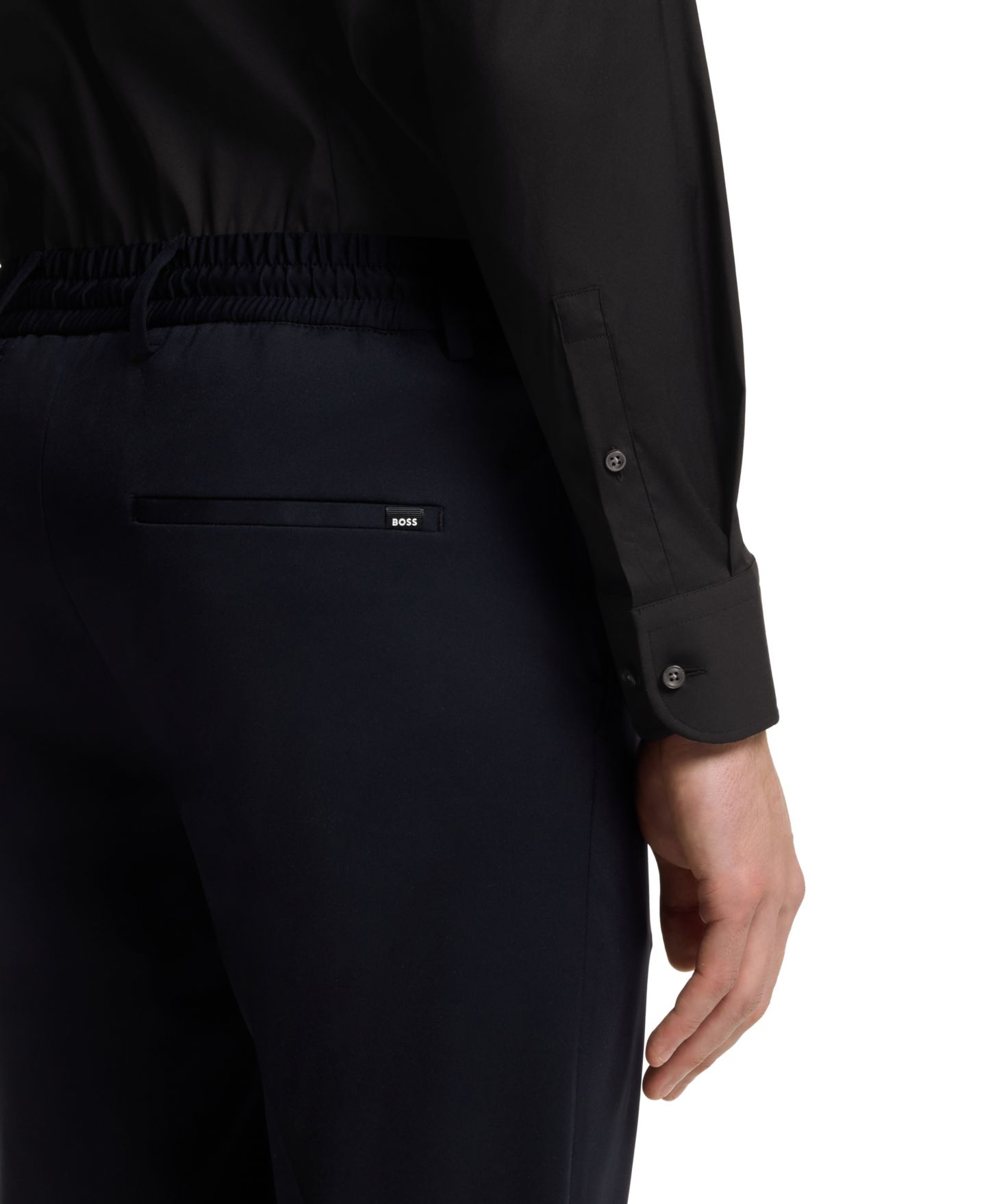 Мужская рубашка Hugo Boss Slim-Fit Easy-Iron Dress Shirt, цвет: Чёрный — фото 6
